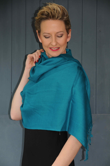 Adini Winter Turquoise wool scarf.WINT1