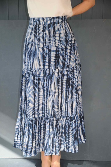 Pomodoro palm blue  tiered skirt.52226